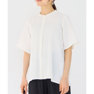 インシード（INCEDE）/◆新入荷◆[M/L/LL/3L/4L][洗える]パールボタン ピンタック五分袖ブラウス