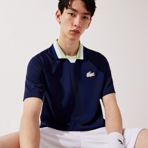 ラコステ（LACOSTE）/ビッグストライプラグランプルオーバーポロシャツ