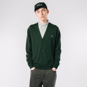 ラコステ（LACOSTE）/ウォッシャブルウールVネックニットカーディガン