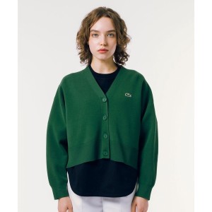 ラコステ（LACOSTE）/クロップド丈 ミラノリブニットVネックカーディガン