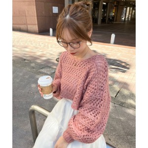 マジェスティックレゴン（MAJESTIC LEGON）/スカシ柄ショートニット