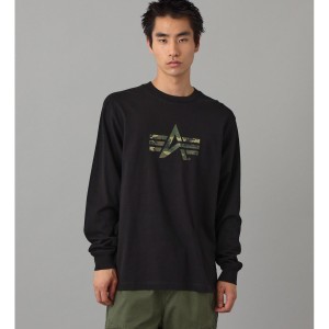 アルファ インダストリーズ（ALPHA INDUSTRIES）/Aマークプリント 長袖Tシャツ(ウッドランドカモ柄)