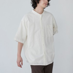 【NEW】コーエン（coen）/フレンチリネンコットンバンドカラーシャツ