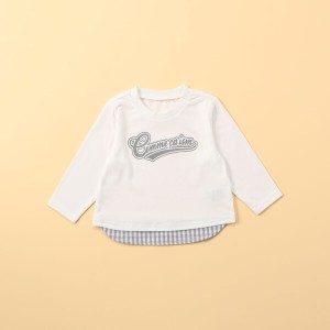 コムサイズム/ギンガムチェック使い　長袖Tシャツ(80・90cm)