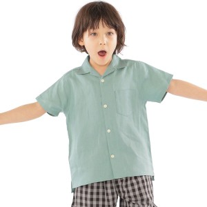 【NEW】シップス/ＳＨＩＰＳ　ＫＩＤＳ：リネン　オープンカラー　半袖　シャツ（１００〜１３０ｃｍ）