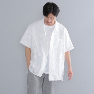 シップス/【ＳＨＩＰＳ別注】ＢＥＮＣＨ　ＭＡＲＫＩＮＧ　ＳＨＩＲＴ：　フラワーレース　オープンカラーシャツ