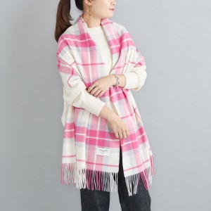 シップス/チェック カシミヤ ストール 22FW pink