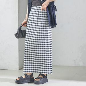 ミュウミュウ　タイト　ロング　スカート　ギンガムチェック　レディース　黒　白 ミュウミュウ タイト ロング スカート ギンガムチェック