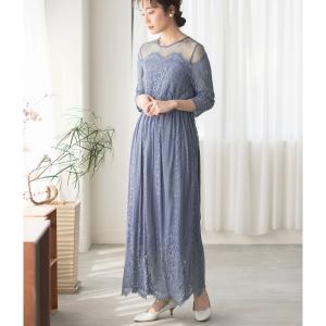 アダムエロペ スカラップバルーンスリーブドレス 薄 