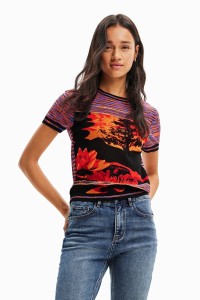 デシグアル（Desigual）/風景モチーフ ニットTシャツ