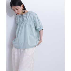 【NEW】エヌ ナチュラルビューティーベーシック（N．Natural Beauty Basic*）/ダブルリボンシャーリングギャザー半袖ブラウス