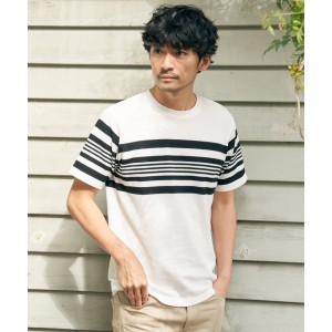 イッカ（ikka）/パイナップルパネルボーダーTシャツ