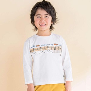 ノイユ エーム ベベ（Noeil aim BeBe）/【お揃い】チェックドット胸切り替えTシャツ(80~130cm)