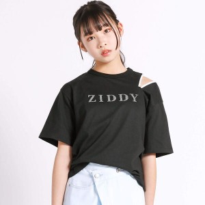 ジディ（ZIDDY）/ロゴラインストーン肩開きTシャツ(130~160cm)