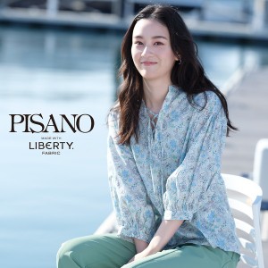 ピサーノ（PISANO）/【リバティプリント】花更紗レースアップブラウス