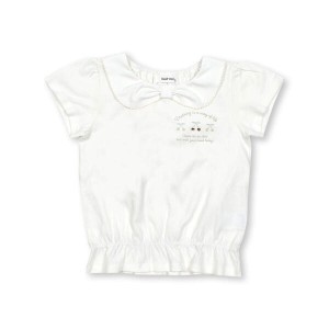 スラップスリップ（SLAP SLIP）/リボン襟キラキラビジューチェリープリント半袖Tシャツ(80~130cm)