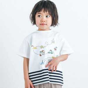 スラップスリップ（SLAP SLIP）/アニマル恐竜はたらくくるまプリントボーダー柄切り替え半袖Tシャツ(80~130cm)