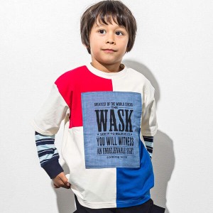 ワスク（WASK）/ダンガリーパッチTシャツ＋ボーダーロンTセット(100~160cm)