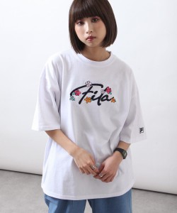ジップファイブ（ZIP FIVE）/【別注】【FILA】【ユニセックス】花柄 オーバーサイズ フラワーロゴ半袖Tシャツ