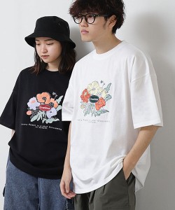 ジップファイブ（ZIP FIVE）/フラワー刺繍Tシャツ