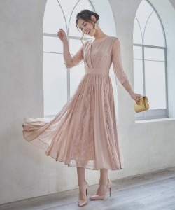 ドレスプラス（DRESS+）/レースシフォンドッキングワンピース パーティードレス