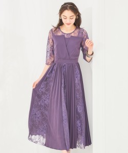 ドレスプラス（DRESS+）/ワンピース ドレス レース袖 ミモレ丈 結婚式 披露宴 食事会