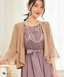 ドレスプラス（DRESS+）/7分丈薄手シフォンパーティボレロ