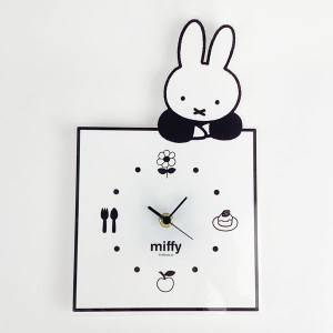 パーフェクト・ワールド・トーキョー/ミッフィー グッズ MIFFY インテリアクロック のっかり BK モノクロ 時計(PWOR)