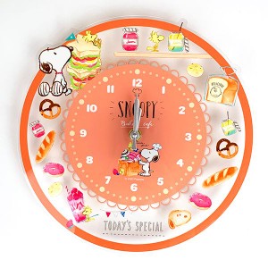パーフェクト・ワールド・トーキョー/PEANUTS スヌーピー アクリル壁掛け時計 ベーカリー 時計 インテリア  オレンジ
