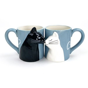 パーフェクト・ワールド・トーキョー/ペアマグ ねこのキス ネコ ギフト マグカップ 食器 ブルー