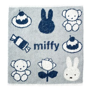 パーフェクト・ワールド・トーキョー/ミッフィー miffy ミニタオル ジャガードアイコン柄 ハンドタオル グレー