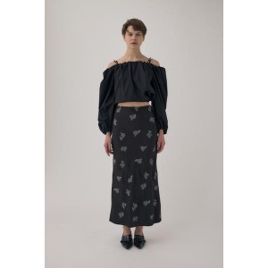 マウジー（MOUSSY）/リサイクルポリエステルサテン生地刺繍サテンスカート