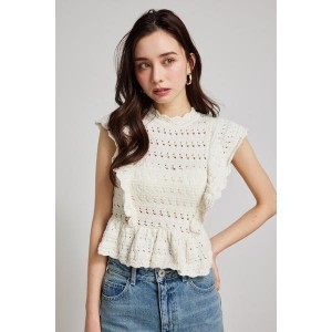 リエンダ（rienda）/フリルクロシェKnit TOP