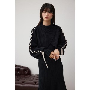 アズールバイマウジー（AZUL BY MOUSSY）/レースアップスリーブレイヤードニットワンピース