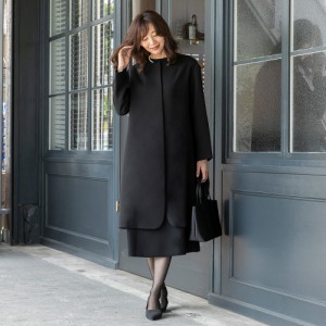 カレット/洗える オールシーズン ロング丈のジャケット ワンピース【喪服・礼服】【卒業(園)式・入学(園)式】