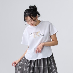 フレールドゥカリーナ（FLEUR DE KALINA）/マーブルプリント ポンチ発泡 ロゴ Tシャツ