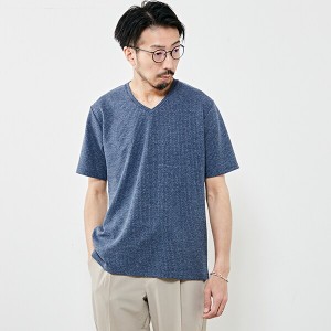 メンズメルローズ（MEN’S MELROSE）/リンクスストライプVネックTシャツ