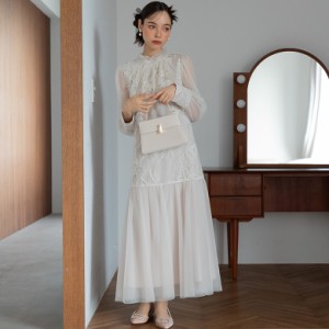 フォルムフォルマ（form forma）/フラワー刺繍のチュールワンピース/結婚式/パーティー/クルージング/発表会