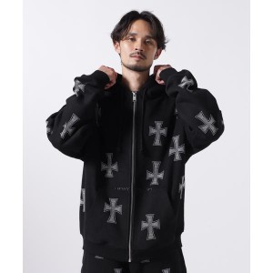 エルエイチピー（LHP）/UNKNOWN LONDON／アンノウンロンドン／BLACK WHITE CROSS RS HOOD