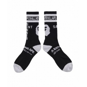 【NEW】ロイヤルフラッシュ（ROYAL FLASH）/SAINT MICHAEL／セントマイケル×ア・ベイシング・エイプ／SOCKS／APE／BLACK