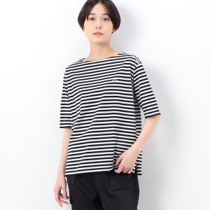 コムサ（COMME CA）/〔 TALLサイズ 〕 シルケット天竺ボーダー  ボートネック５分袖Ｔシャツ