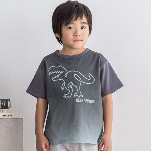 ベベ プチ ポワ ヴェール（BeBe Petits Pois Vert）/グラデーション恐竜プリントTシャツ(95~130cm)