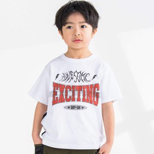 ベベ プチ ポワ ヴェール（BeBe Petits Pois Vert）/ロゴ文字プリントTシャツ(95~150cm)