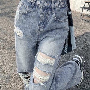 ミニミニストア（miniministore）/ダメージ デニムパンツ レディース着やせ