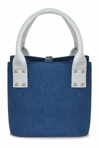 カリエ（kalie．）/cube bag denim バイカラーデニムハンドバッグ