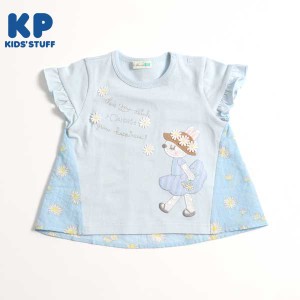 ケーピー（KP）/mimiちゃんアップリケのデイジー柄切り替え半袖Tシャツ(90)