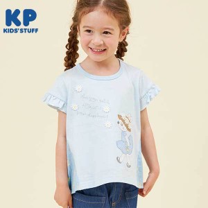 ケーピー（KP）/mimiちゃんアップリケのデイジー柄切り替え半袖Tシャツ(100〜130)