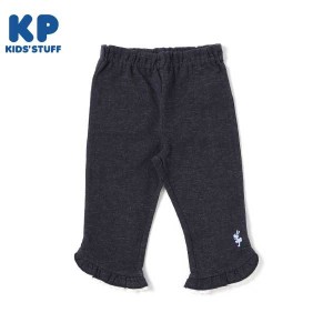 ケーピー（KP）/デニム風ニットツイル裾レース6分丈パンツ(140〜150)