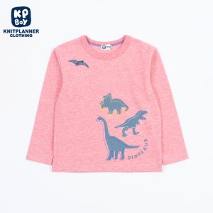 ケーピーボーイ（KP BOY）/恐竜シルエットのデザートコットン天竺長袖Tシャツ(140〜150)