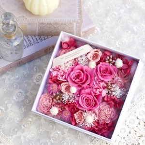 堂島花壇フルールドゥマカロン（DOJIMAKADAN　Fleur ｄe Macaron）/special day(ピンク/オレンジ）/BOXプリザーブドフラワー